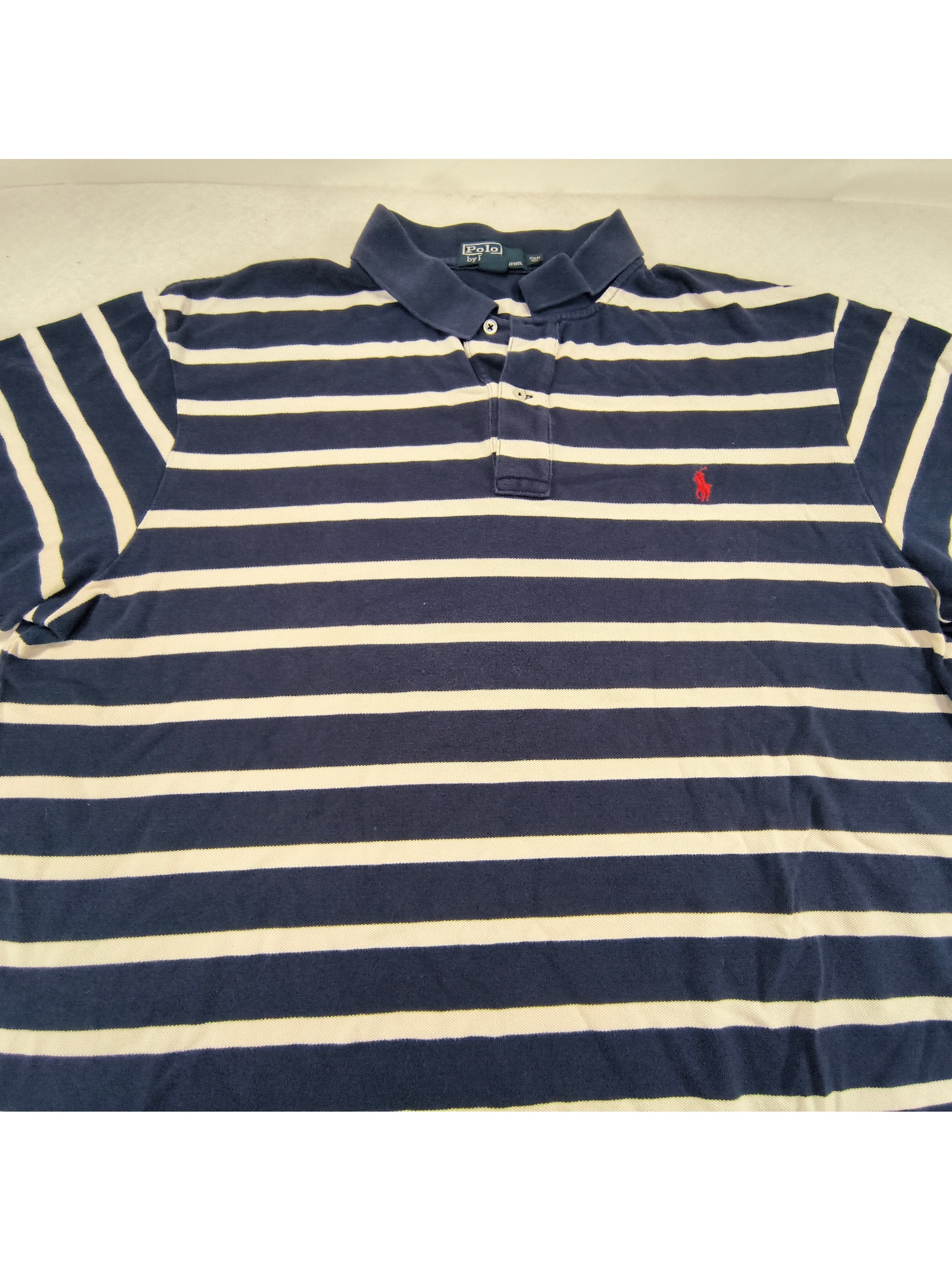 Polo By Ralph Lauren Short Sleeve Collared Polo Shirt Mens Size 2xb Navy White